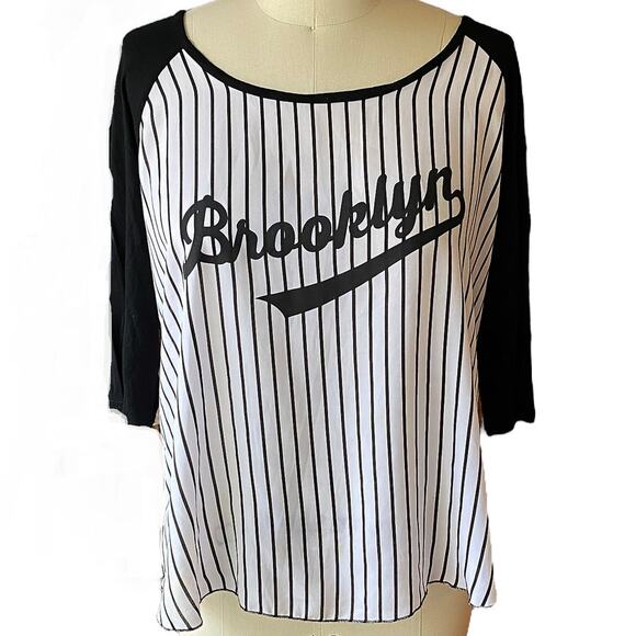 Rue21 Tops - Brooklyn Baseball Blouse & Jersey Knit Sleeves by RUE21 ~ Women's XL